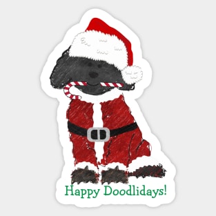 Cute Christmas Labradoodle Santa Paws Sticker